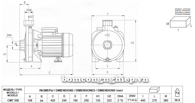Bơm dân dụng Pentax CMT 550 5.5HP
