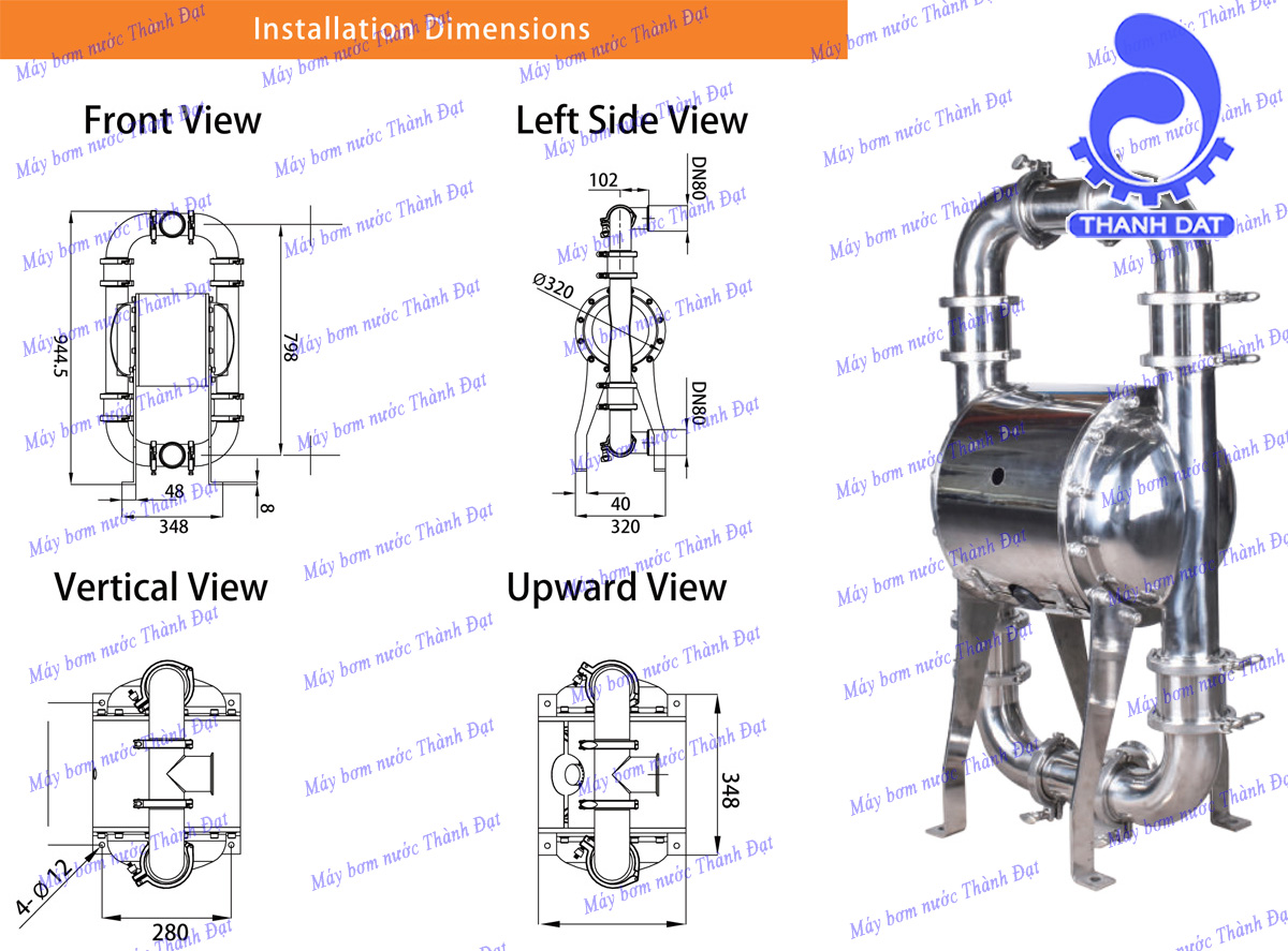 Bơm màng thực phẩm khí nén Godo