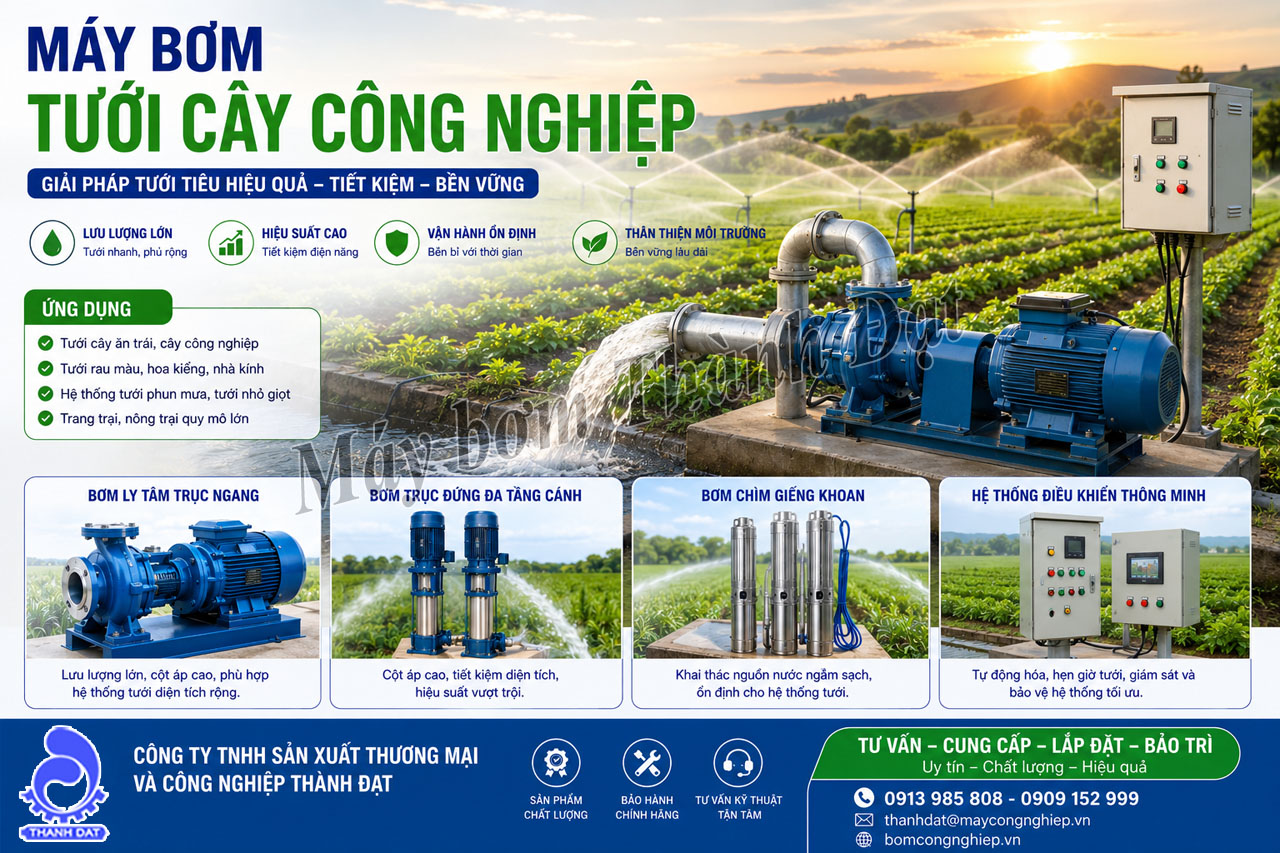 Máy bơm tưới cây công nghiệp là gì